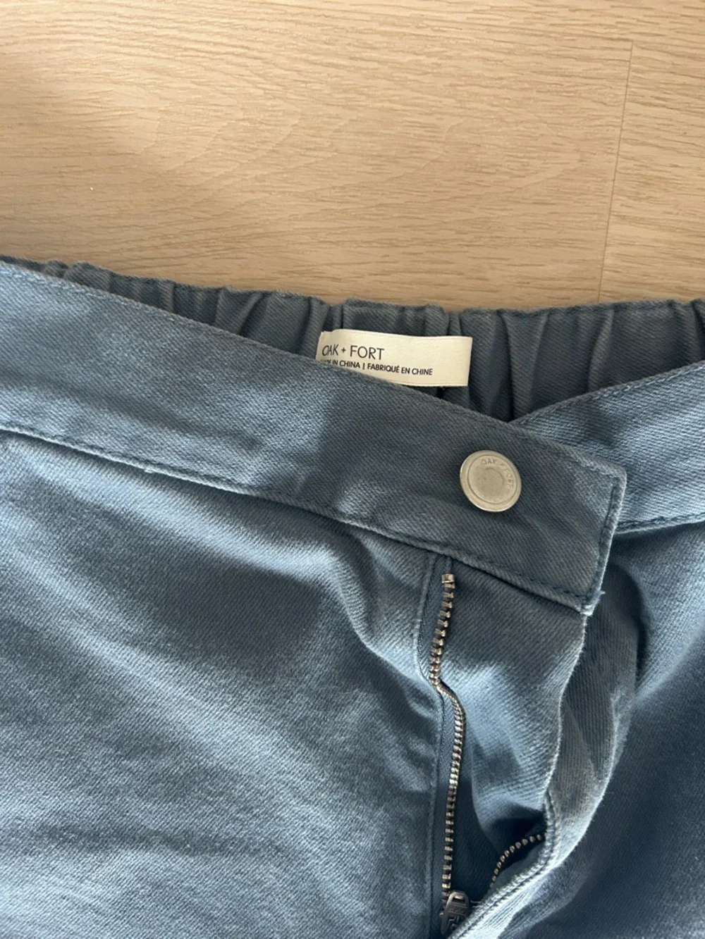 OAK + FORT Cropped Wide-Leg Pants in Slate Blue - Picture 2 of 4